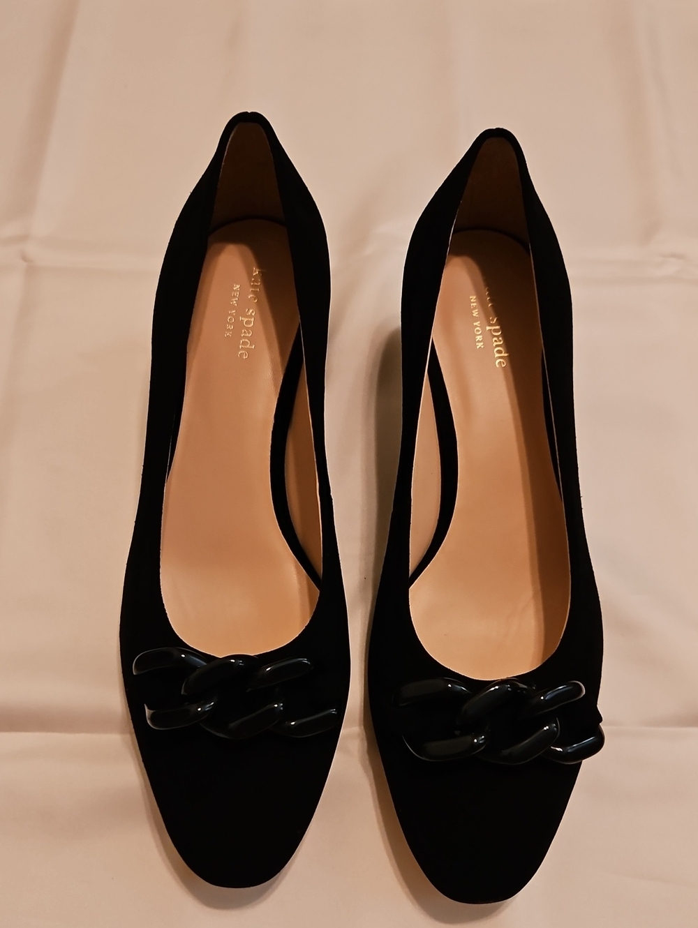 kate spade Black Velvet Chain-Accent Flats. Size 10 1/2.